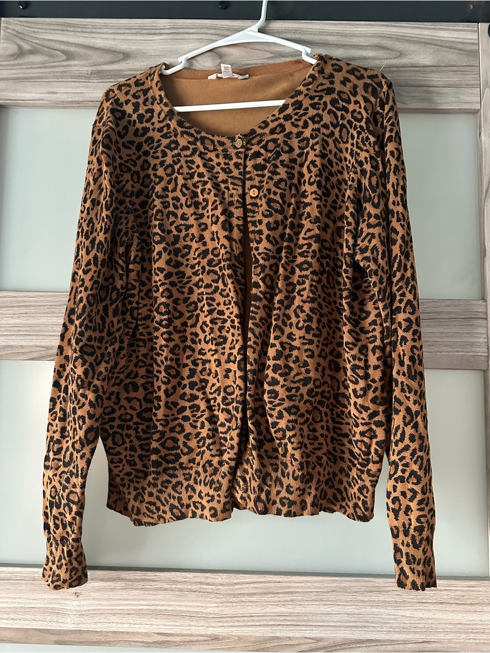 Time and Tru Leopard Print Cardigan in Brown and Black